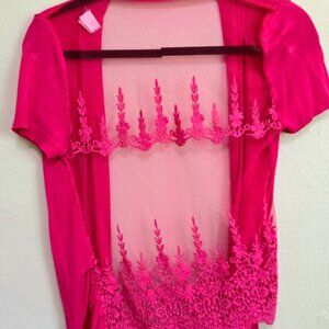Women - Pink Shrug - Beautiful - Size M - Open Front